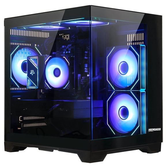 Hoengager King Gaming PC AMD Ryzen 5 5500 6-Core 3.6 GHz, GTX 1650 4GB, 16GB DDR4, 512GB SSD, ARGB Software, WIFI ,BT Windows 11 Prebuilt PC-Black