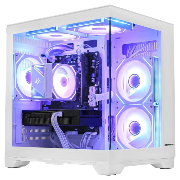 Hoengager King Gaming PC -AMD Ryzen 5 5600, Radeon RX 6600M 8GB, 16GB DDR4 ,1TB PCIe SSD ,ARGB Software , Wi-Fi&BT, Windows 11 Prebuilt PC-White