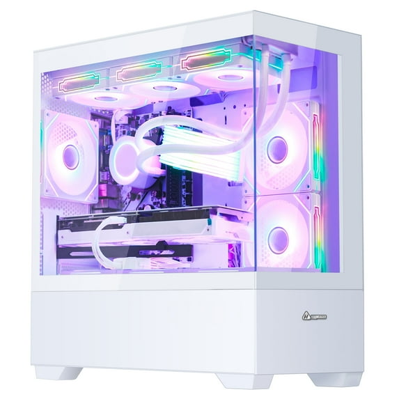 Hoengager Ocean Park Gaming PC-AMD 8-Core Ryzen 7 5700G-RTX 4070 12GB - 32GB DDR4 3200 MHz- 1TB M.2 SSD -360mm AIO -RGB Fans -WiFi&Bluetooth Ready -Windows 11 Pro