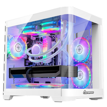 Hoengager Poseidon Gaming Desktop PC - AMD Ryzen 7 5700X 8-Core 3.4GHz- RX 6500 XT 4GB- 16GB DDR4 3200MHz RAM - 1TB M.2 SSD- WIFI& Bluetooth 5.0 -240 liquid cooler - Windows 11 Pro Computer-White