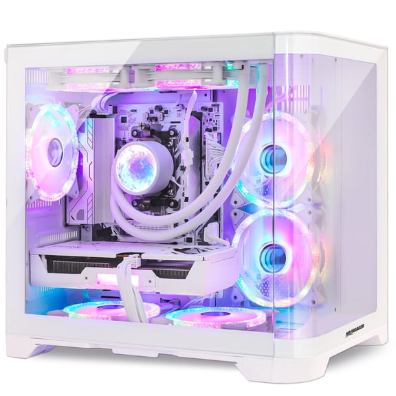 Hoengager Poseidon Gaming PC AMD Ryzen 5 9600X 6-Core 3.9 GHz, RTX 5060 8GB 32GB DDR5 RAM, 1TB PCIe +1TB SATA SSD, AIO RGB Luqid Cooler, Windows 11