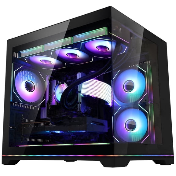 Hoengager RTX 5070 12G Gaming PC -AMD Ryzen 7 9700X, 32GB DDR5 RAM, 1TB PCIe and 1TB SATA SSD, 850W PSU, 360 RGB Liquid Cooler, Windows 11-Ocean Park
