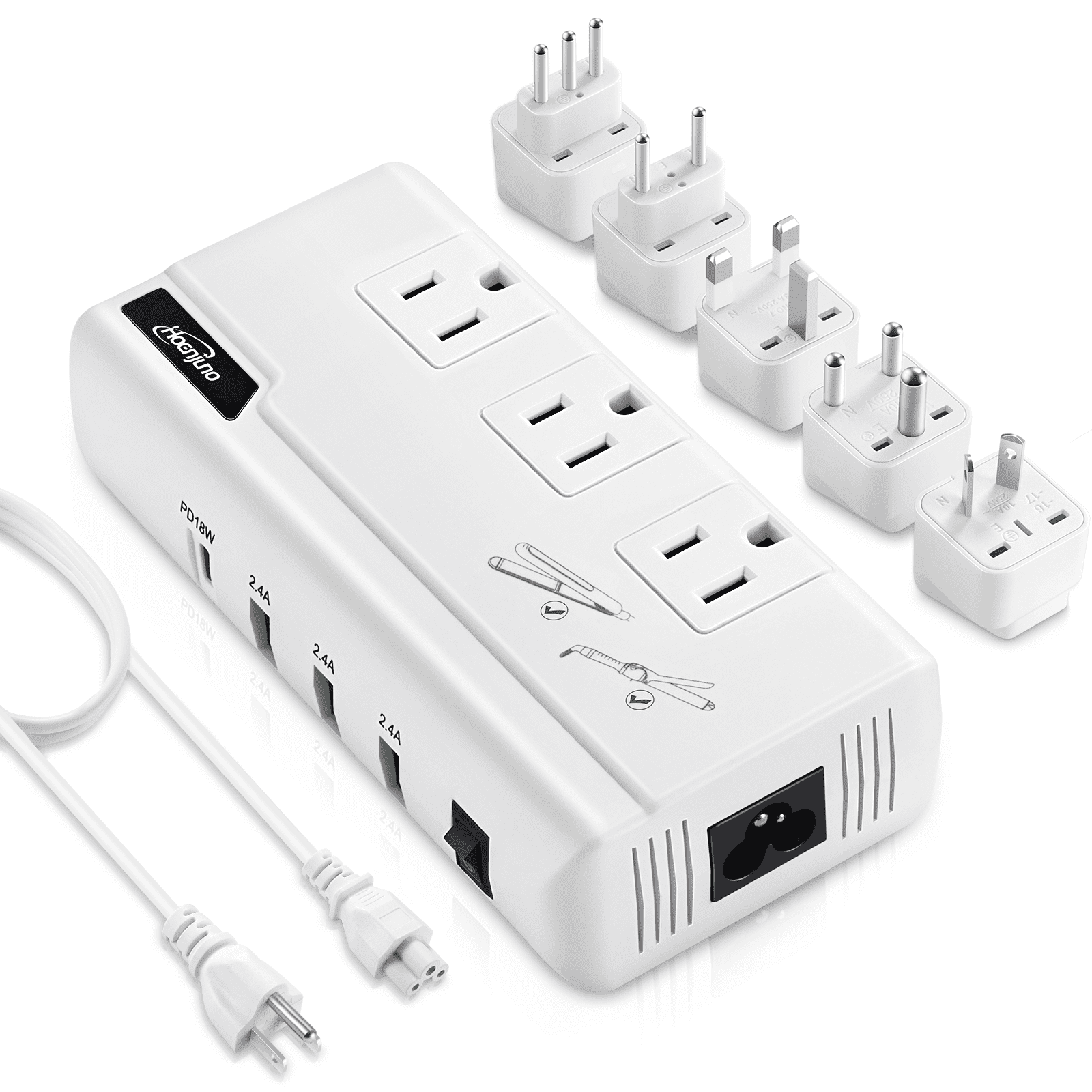 Hoenjuno Travel Voltage Converter 220V to 110V, 230W International Power Adapter for Hair Straightener/Curling Iron