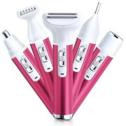 Hoey Electric Razor Kit for Women,5 in 1 Cordless Face Shaver Set, Wet & Dry Lady Hair Remover, Painless Facial & Body Hair Exfoliation USB Rechargeable, for Bikini Line, Nose Hair, Eyebrow, Arm, Leg