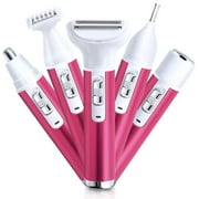 Electric Razor Kit for Women, 5 in 1 Cordless Face Shaver Set, Wet & Dry Lady Hair Remover, Painless Facial & Body Hair Exfoliation USB Rechargeable, for Bikini Line, Nose Hair, Eyebrow, Arm, Leg