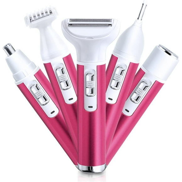 Electric Razor Kit for Women, 5 in 1 Cordless Face Shaver Set, Wet & Dry Lady Hair Remover, Painless Facial & Body Hair Exfoliation USB Rechargeable, for Bikini Line, Nose Hair, Eyebrow, Arm, Leg