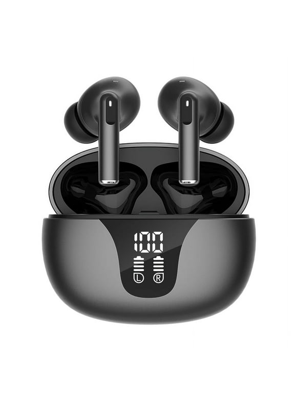 Hoey Wireless Earbuds, Bluetooth 5.3 Headphones Earphones, HD Sound Wireless Charging Case 30Hrs Playback IPX7 Waterproof in-Ear Headsets with Mic for Smart Phone Computer Laptop