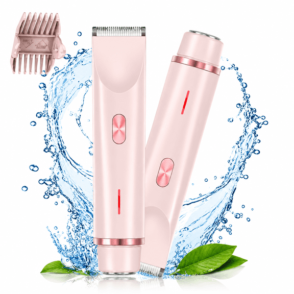 Hoeylife Electric Razor for Women, 2-in-1 Bikini Trimmer & Body Hair Remover, USB Rechargeable Cordless Shaver with Ceramic Blade, Waterproof Wet Dry Hair Removal
