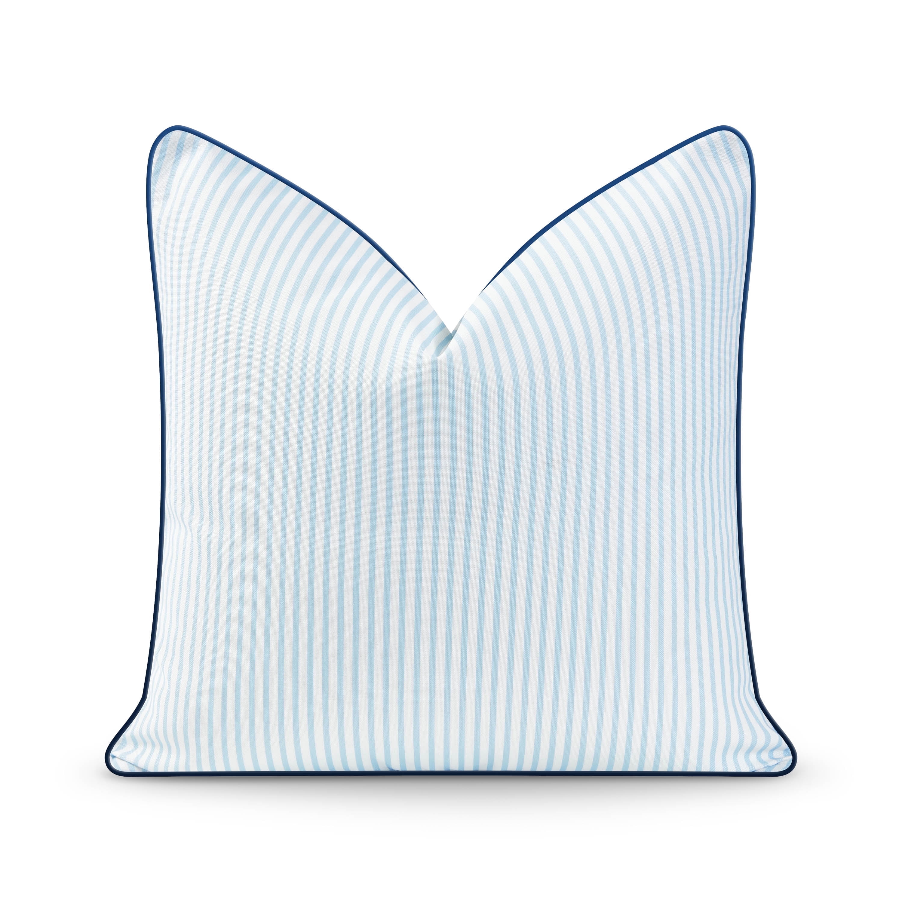 Hofdeco Premium Coastal Hampton Style Patio Indoor Outdoor Pillow Cover Only, 20"x20" Water Resistant for Backyard, Couch, Blue Stripe