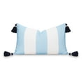 thumbnail image 1 of Hofdeco Premium Coastal Patio Indoor Outdoor Lumbar Pillow Cover Only, 12"x20" Water Repellent for Backyard, Couch, Baby Blue Wide Stripes with Tassels, 1 of 6