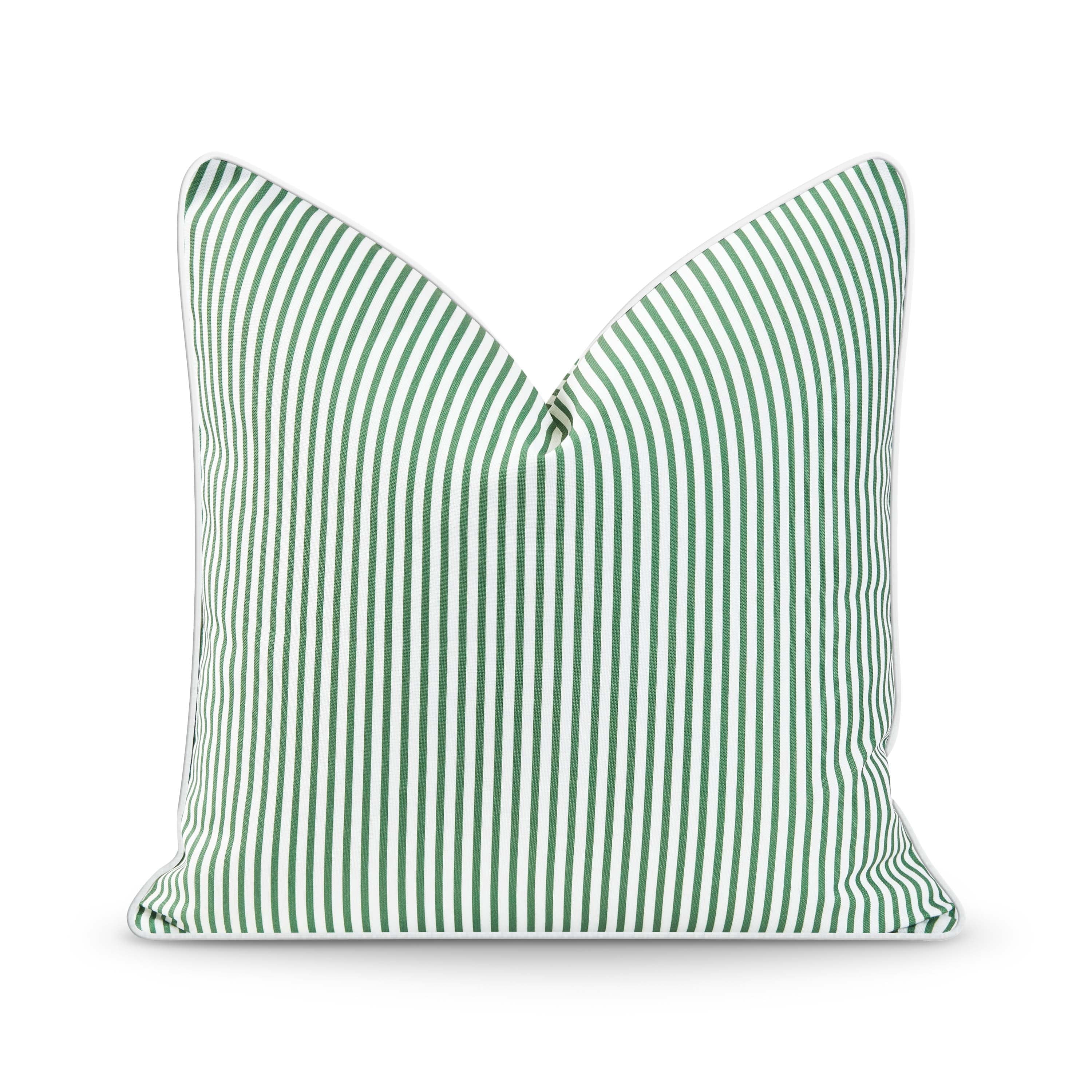 Hofdeco Premium Coastal Patio Indoor Outdoor Pillow Cover Only, 20"x20" Water Resistant for Backyard, Couch, Green Stripe