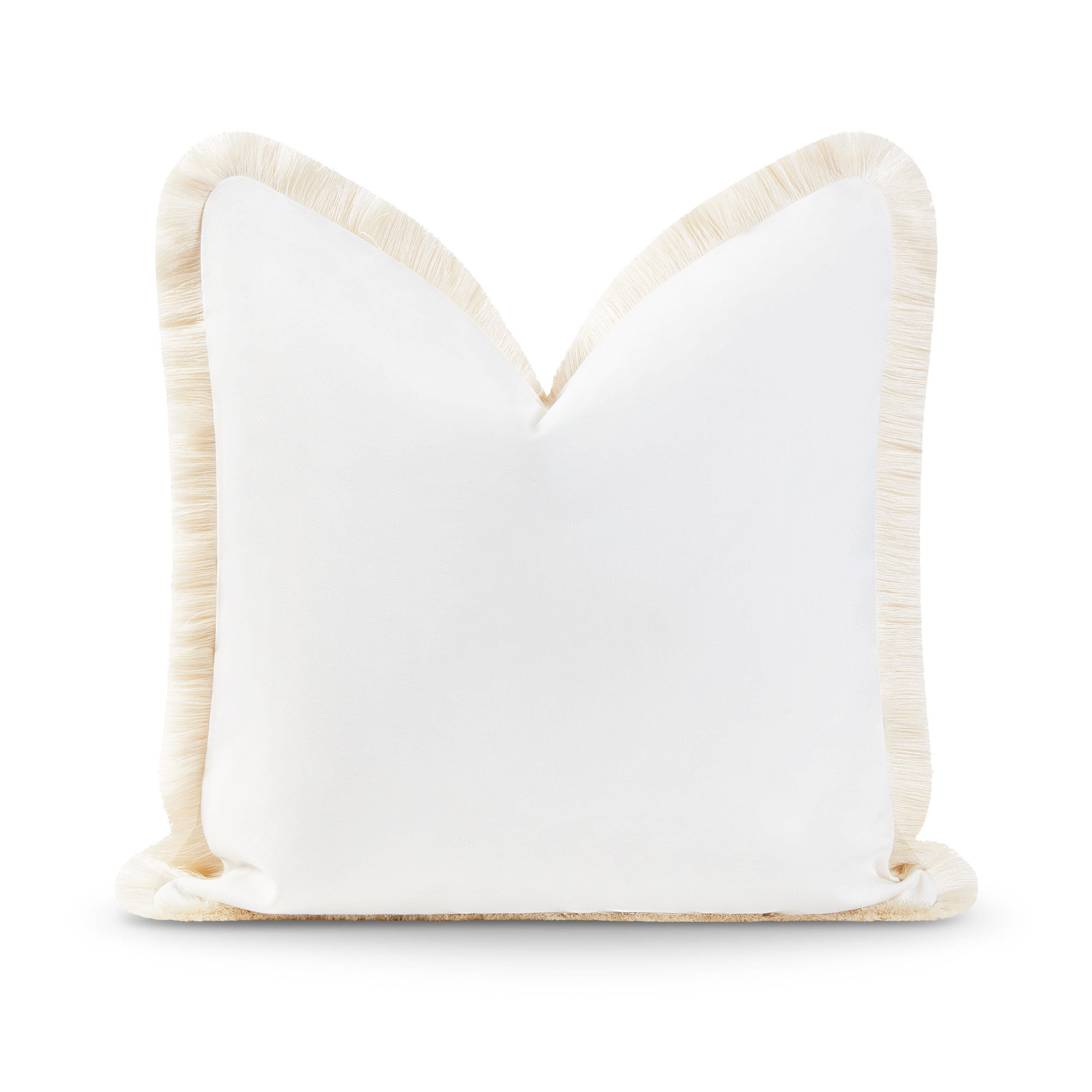 Hofdeco Premium Coastal Patio Indoor Outdoor Water Resistant Pillow Cover Solid White Fringe 20 x20 Walmart