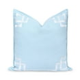thumbnail image 1 of Hofdeco Premium Coastal Patio Indoor Outdoor Throw Pillow Cover Only, 20"x20" Water Repellent for Backyard, Couch, Baby Blue Embroidered Frame Greek Key, 1 of 6