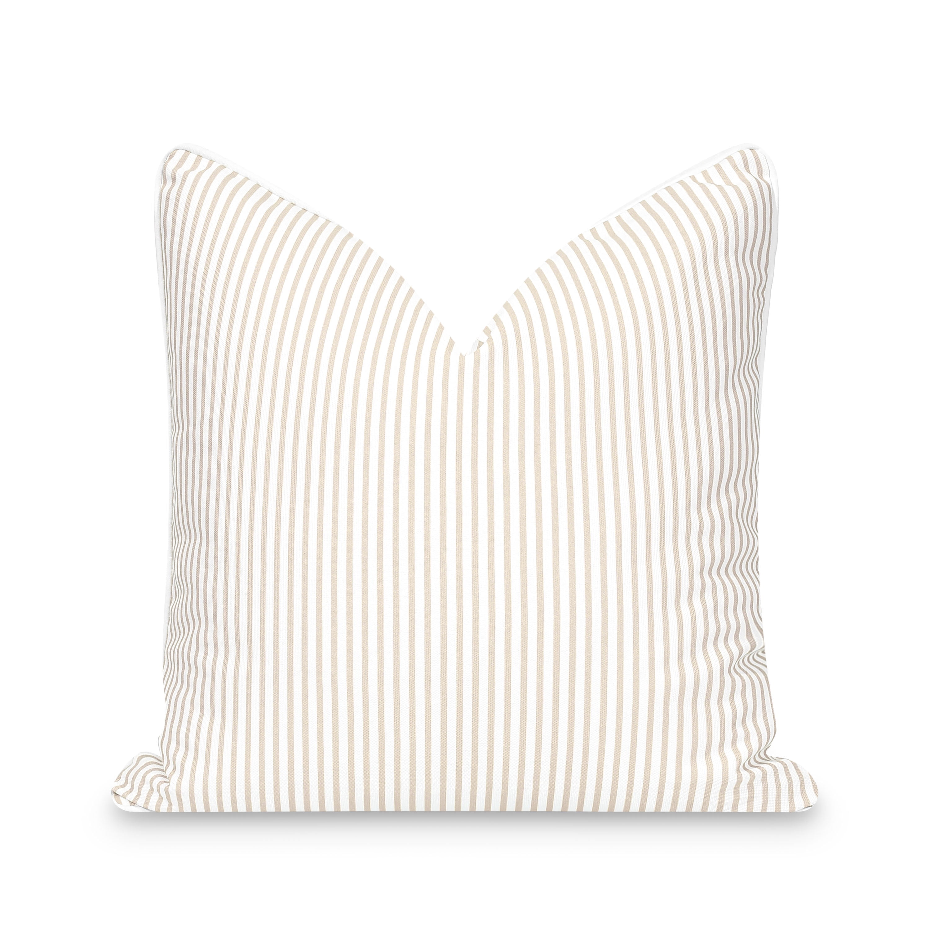 Hofdeco Premium Fall Coastal Patio Indoor Outdoor Pillow Cover Only, 20"x20" Water Repellent for Backyard, Couch, Neutral Tan Stripe