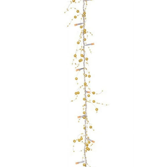 Hofert 78" Pre-Lit LED Gold Beaded Artificial Christmas Garland