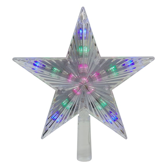 Hofert 9.5" Lighted Clear 5 Point Star Christmas Tree Topper - Multicolor LED Lights