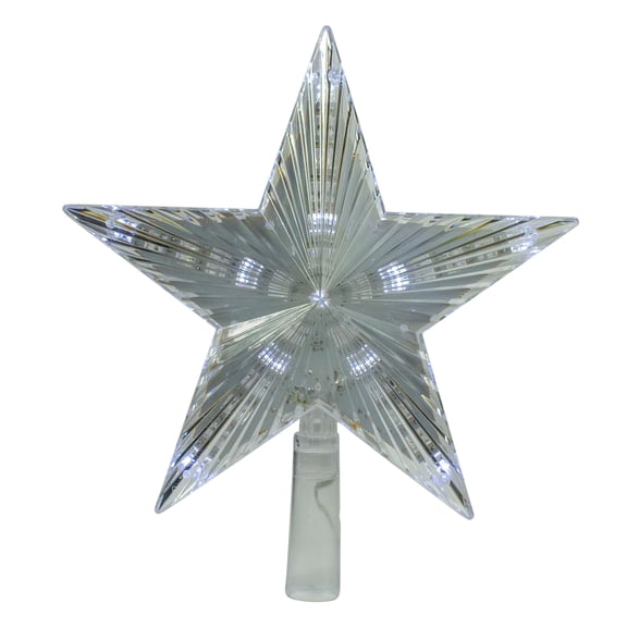 Hofert 9.5" Lighted Clear Twinkling 5-Point Star Christmas Tree Topper - Clear White LED Lights