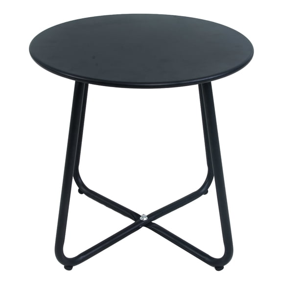 Hoffeorrad Outdoor Metal Side Table, 18-Inch Round & Weather-Resistant for Patio, Balcony, Garden or Indoor - Black