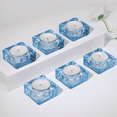 thumbnail image 1 of HofferRuffer 6-Piece Glass Candle Holders, Blue Square for Home Decor, Wedding, Festival, 1 of 10
