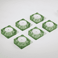 thumbnail image 1 of HofferRuffer 6-Piece Glass Candle Holders, Green Square for Home Decor, Weddings, Parties, 1 of 9