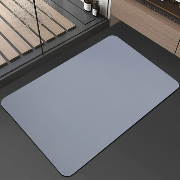 HofferRuffer Bath Rug, 24”x16” Grey Floor Mat, Rubber Non Slip Rug Fit Under Door Super Absorbent