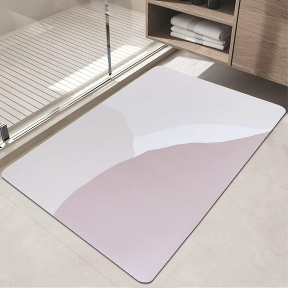 HofferRuffer Bath Rug, 24”x16” Pink Floor Mat, Rubber Non Slip Rug Fit Under Door Super Absorbent