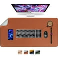 thumbnail image 1 of HofferRuffer Desk Pad, 31.5" x 15.8" Desktop Waterproof Protector Mat for Keyboard and Mouse, Dual Side Use Leather Non Slip Desk Mat for Office and Home (Brown+grey), 1 of 7