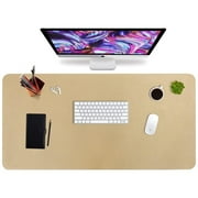 HofferRuffer Desk Pad, 31.5" x 15.8" Desktop Waterproof Protector Writing Mat for Keyboard and Mouse, Dual Side Use Leather Non Slip Desk Mat for Office and Home (Gold)
