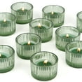 thumbnail image 1 of HofferRuffer Glass Tealight Candle Holders Set of 12, Cute Votive Candle Holder for Table Centerpieces, Party, Wedding and Home Decor (2.2'' x 1.4'', Green), 1 of 7