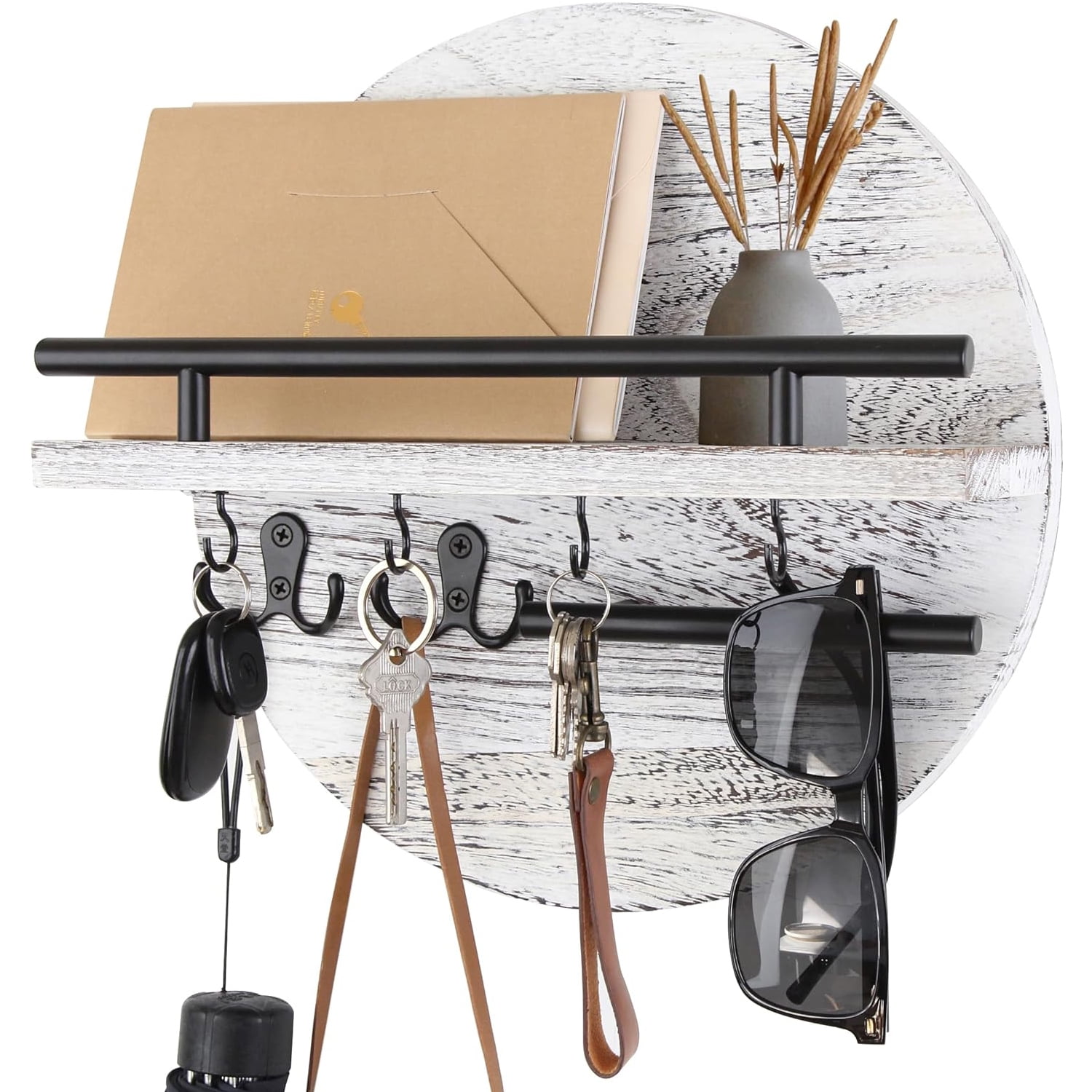 HofferRuffer Decorative Key Holder, Wall Mount Organizer with Shelf