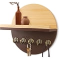 thumbnail image 1 of HofferRuffer Key Holder for Wall with Shelf, Wood Mail Organizer, Wall Mounted Rack with Shelf & 5 Hooks for Entryway, Living Room, Brown, 1 of 6