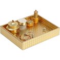 thumbnail image 1 of HofferRuffer Leather Jewelry Serving Tray, 10" x 8" Gold Modern Elegant Decorative Tray for Coffee Table Jewelry Perfume Organizer Living Dining Room Coffee Table Bathroom Office, 1 of 5