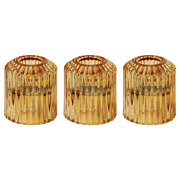 HofferRuffer Ribbed Glass Candle Holders, 2 in 1 for Home Decor Weddings Table, Amber, Set of 3