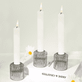 thumbnail image 1 of HofferRuffer Ribbed Glass Candle Holders, 2 in 1 for Home Decor Weddings Table, Gray, Set of 3, 1 of 9
