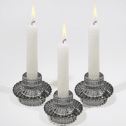 HofferRuffer Set of 3 Taper Glass Candle Holders, 2 in 1 Votive Candlestick Holders for Taper Candles, Tealight and Table Centerpiece Decorations, Gray