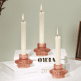 thumbnail image 1 of HofferRuffer Set of 3 Taper Glass Candle Holders, 2 in 1 Votive Candlesticke Holders for Taper Candles, Tealight and Table Centerpiece Decorations, Reddish Brown, 1 of 8