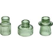 HofferRuffer Set of 3 Taper Glass Candle Holders, Hurricane Pillar Candle Holders for Home Decorations, Table Centerpieces, Festival, Wedding, Dinner Party (Green)