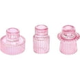 thumbnail image 1 of HofferRuffer Set of 3 Taper Glass Candle Holders, Tealight Candlestick Holders for Table Centerpieces, Festival, Wedding Decor and Dinner Party (Pink), 1 of 7