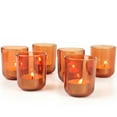 thumbnail image 1 of HofferRuffer Set of 6 Glass Votive Candle Holders, OrangeRed Tealight Candle Holder for Wedding Parties Holiday Festival and Home Decor (2.2 x 2.2 x 2.55 inch), 1 of 8