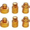 thumbnail image 1 of HofferRuffer Set of 6 Taper Glass Candle Holders, Tealight Candlestick Holders for Table Centerpieces, Festival, Wedding Decor and Dinner Party (Amber), 1 of 8