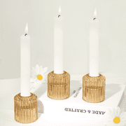 HofferRuffer Set of 3 Taper Candle Holders, 2*2.4 inch Glass Tealight for Table Centerpiece, Party, Wedding and Home Decor