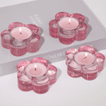 thumbnail image 1 of HofferRuffer Set of 4 Glass Candle Holder, Pink Tealight Candle Holder for Table Center, Wedding, Party, Christmas, Halloween, Home Decor, 1 of 8