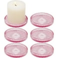 thumbnail image 1 of HofferRuffer Set of 6 Hurricane Pillar Candle Holders, 3.8 Inch Round Glass Candle Plate for Table Centerpieces, Wedding Party and Home Decor, Pink, 1 of 9