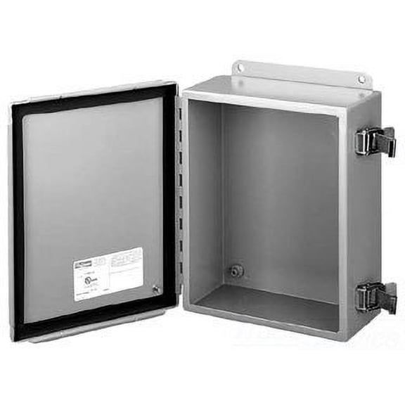 Hoffman A606CHQR J Box, NEMA 12, Hinged Cover, Quick Release, Steel, Gray