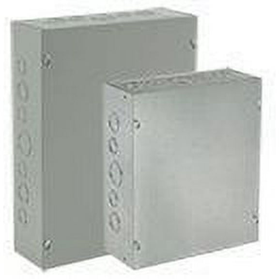 Hoffman ASE16X16X6 Pull Box Screw Cover with Knockouts, Steel, 16.00" x 16.00" x 6.00", Gray