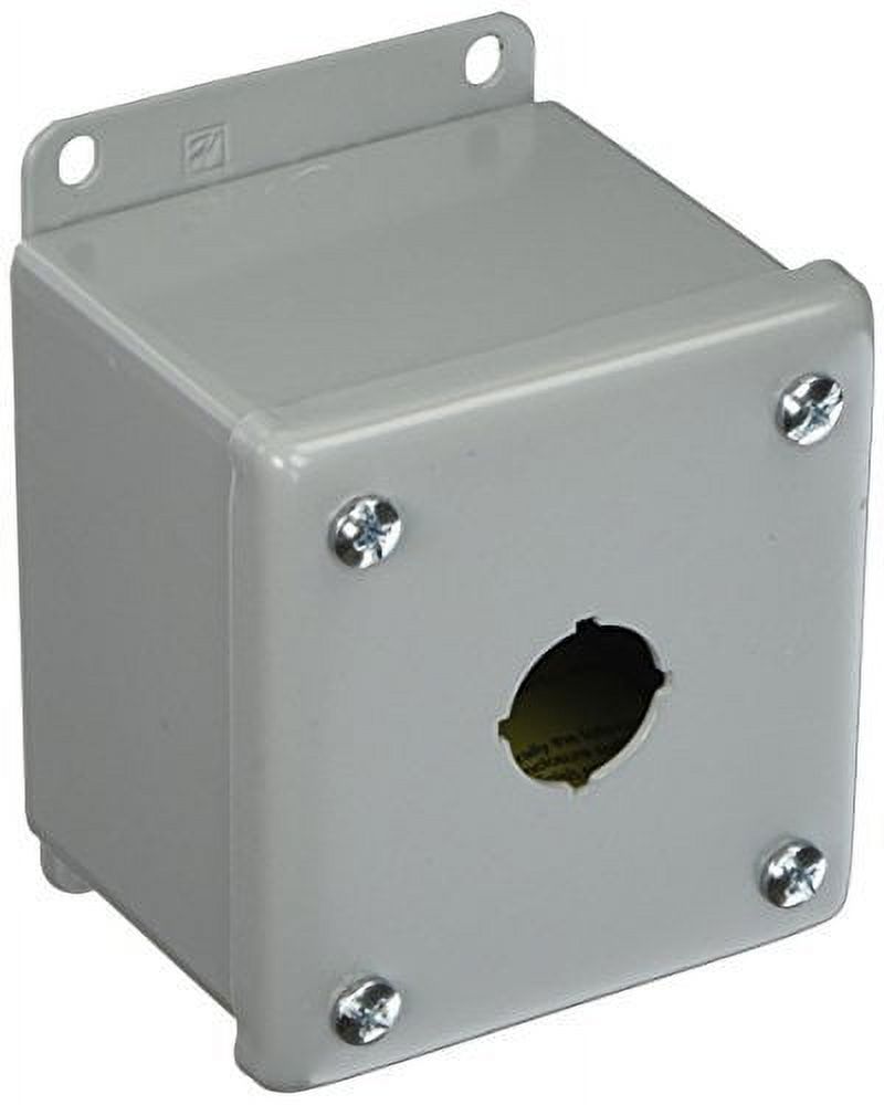 Hoffman E1PBG Enclosure for 1 22.5 mm Pushbutton, Steel, Gray
