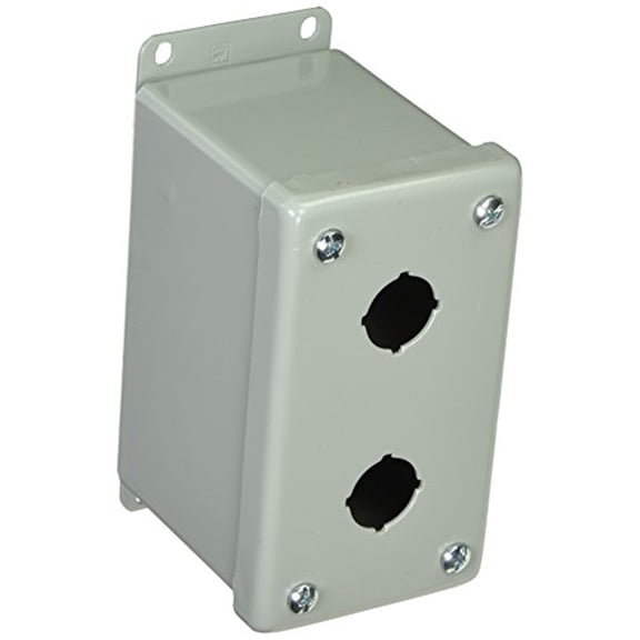 Hoffman E2PBGXM Enclosure for 2 22.5 mm Pushbuttons, Steel, Gray