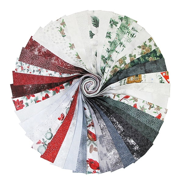 Hoffman Jingle Pop 11 Winter Christmas Holiday Silver Metallic 2.5" Strips Roll-Up Fabric Bundle Quilter's Cotton Precuts (JP11-28-SILVER) M209.27