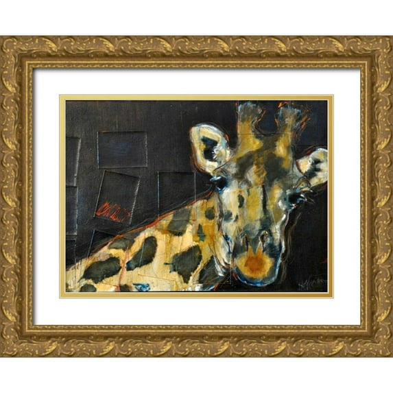 Hoffman, Kate 14x11 Gold Ornate Wood Framed with Double Matting Museum Art Print Titled - Giraffe