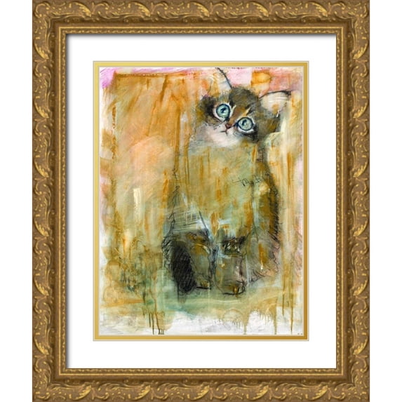 Hoffman, Kate 15x18 Gold Ornate Wood Framed with Double Matting Museum Art Print Titled - Kitty